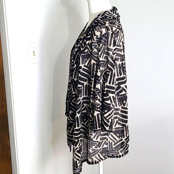 PerSeption Concept Beige & Black Print Waterfall Cardigan, Size XL - Picture 6 of 10